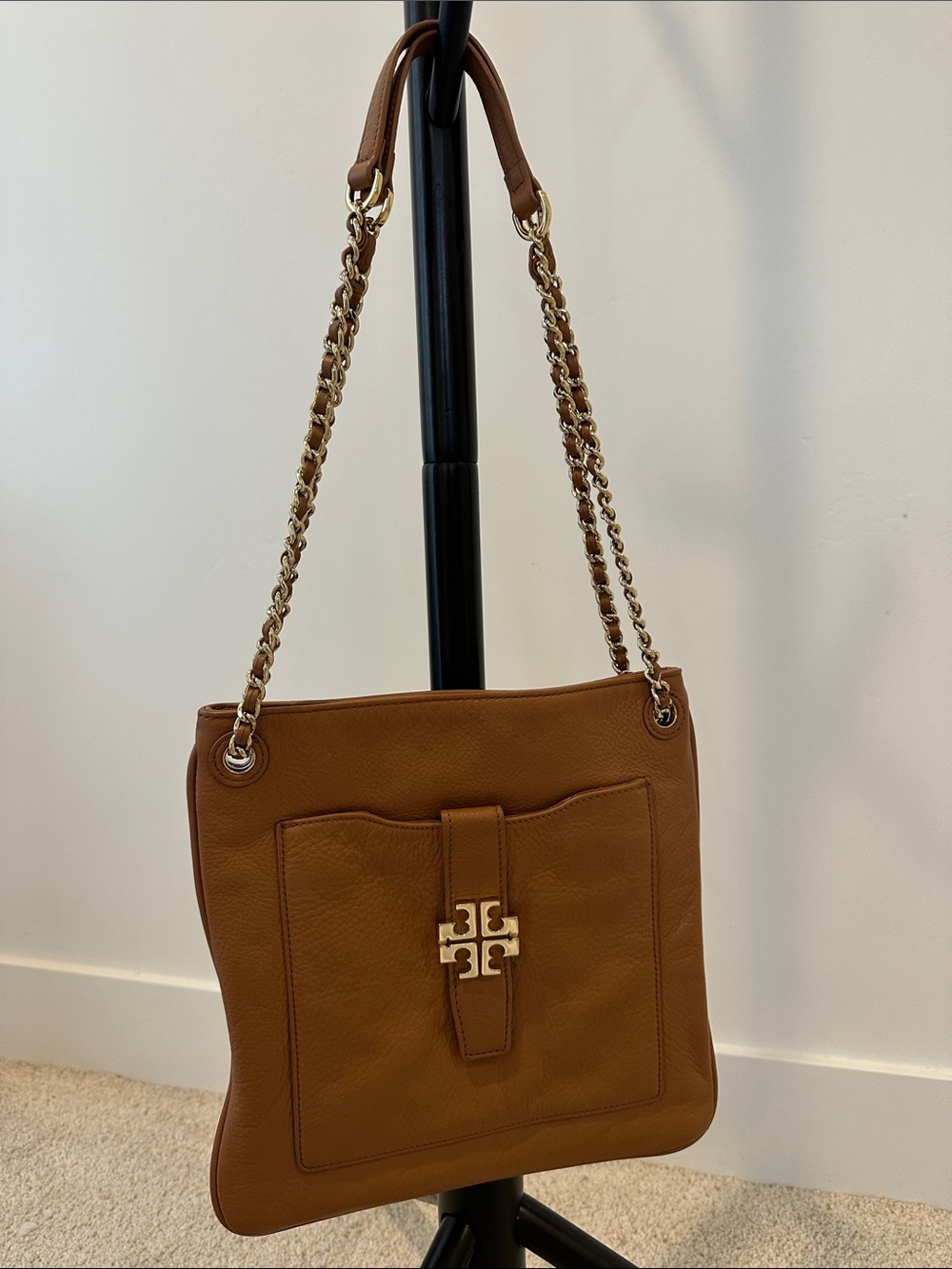 Tory Burch Tan Leather Chain-Handle Shoulder Bag